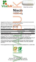 Label for Niacin 1000 mg