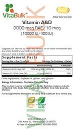 Label for Vitamin A&D 3000 mcg RAE/10 mcg (10000 IU/400 IU)