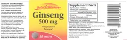 Label for Ginseng 500 mg