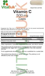 Label for Vitamin C 500 mg Caps