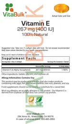 Label for Vitamin E 267 mg (400 IU)
