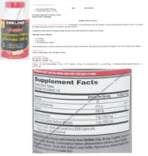 Label for Glucosamine 1500 mg Chondroitin 1200 mg