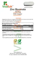 Label for Zinc Gluconate 50 mg with Copper