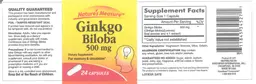 Label for Ginkgo Biloba 500 mg