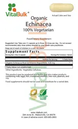 Label for Organic Echinacea 100% Vegetarian