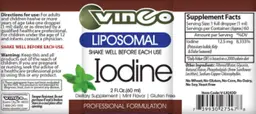 Label for Liposomal Iodine Mint Flavor
