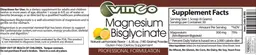 Label for Magnesium Bisglycinate Natural Lemonade Flavor