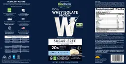 Label for W 100% Sugar-Free Whey Isolate Protein Vanilla Flavor