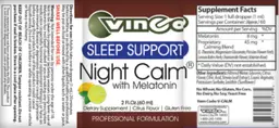 Label for Night Calm with Melatonin Citrus Flavor