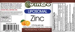 Label for Liposomal Zinc Orange Flavor