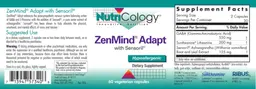 Label for ZenMind Adapt with Sensoril