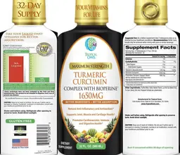 Label for Turmeric Curcumin Complex 1650 mg with BioPerine