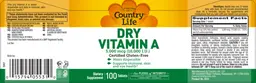 Label for Dry Vitamin A 3,000 mcg