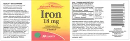 Label for Iron 18 mg