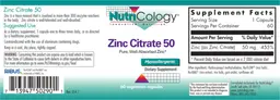 Label for Zinc Citrate 50