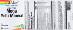 Label for Iron-Free Mega Multi Mineral