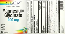 Label for Magnesium Glycinate 400 mg