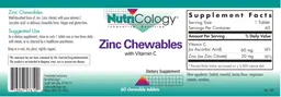 Label for Zinc Chewables with Vitamin C