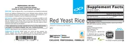 Label for Red Yeast Rice