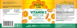Label for Buffered Vitamin C Rescue 1,000 mg