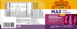 Label for Max For Women With Iron