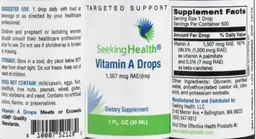 Label for Vitamin A Drops 1,507 mcg RAE/drop
