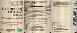 Label for Elderberry Extract 500 mg