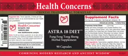 Label for Astra 18 Diet