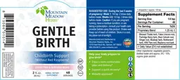 Label for Gentle Birth (without Red Raspberry)