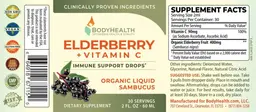 Label for Elderberry + Vitamin C