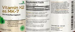 Label for Vitamin K2 as MK-7 100 mcg