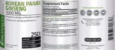 Label for Korean Panax Ginseng 1000 mg