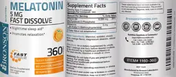 Label for Melatonin 5 mg Fast Dissolve Orange Flavor