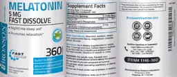 Label for Melatonin 5 mg Fast Dissolve Peppermint Flavor
