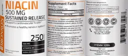 Label for Sustained Release Niacin 500 mg