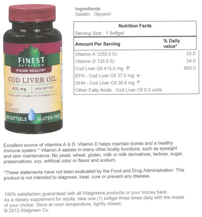Label for Cod Liver Oil