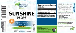 Label for Sunshine Drops Natural Orange Flavor