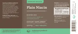 Label for Plain Niacin 500 mg