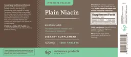 Label for Plain Niacin 500 mg