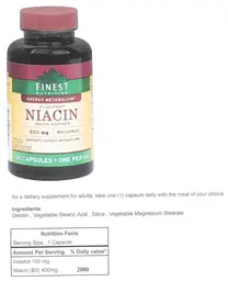 Label for Flush-Free Niacin