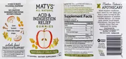 Label for Acid & Indigestion Relief Gummies