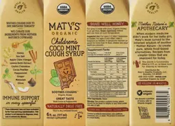 Label for Organic Children's Coco Mint Cough Syrup