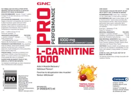 Label for L-Carnitine 1000 Tropical Punch