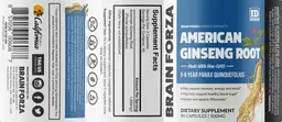 Label for American Ginseng Root 500 mg