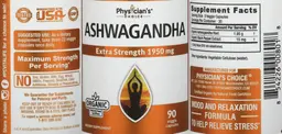 Label for Ashwagandha 1950 mg Extra Strength