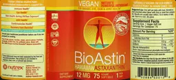Label for Vegan Hawaiian Astaxanthin 12 mg