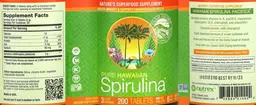 Label for Pure Hawaiian Spirulina 3 g