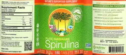 Label for Pure Hawaiian Spirulina 1,000 mg