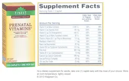 Label for Prenatal Vitamins