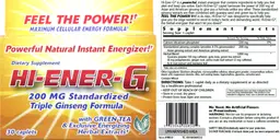 Label for Hi-Ener-G 200 mg